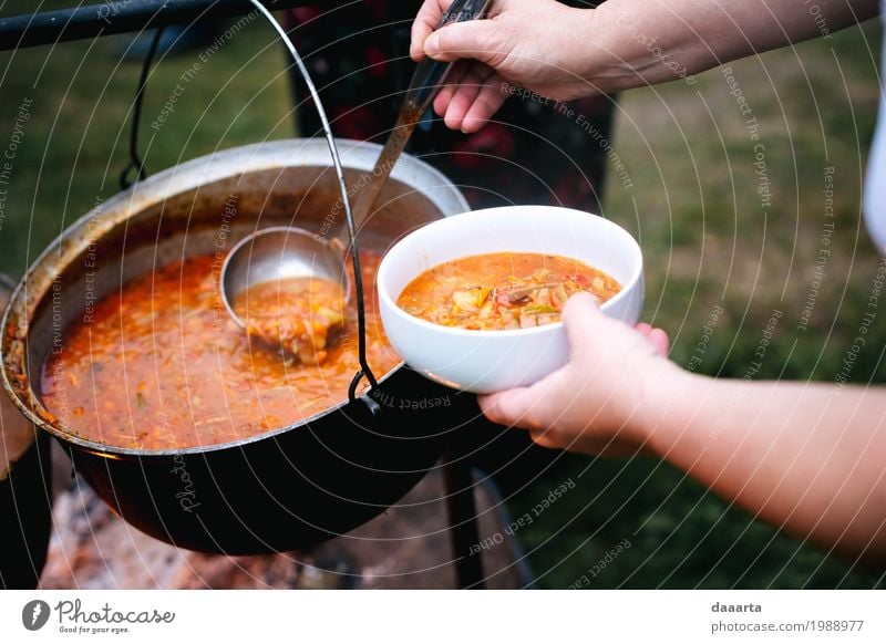 one bowl? R Food Vegetable Soup Stew Herbs and spices Nutrition Eating Lunch Picnic Bowl Pot Cutlery Lifestyle Elegant Style Design Joy Harmonious