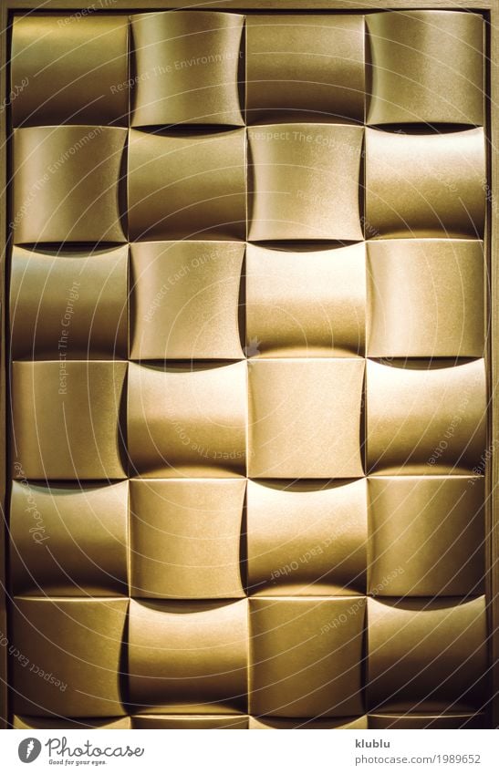 Golden wavy squares Design Decoration Art Metal Ornament Natural Brown Colour Consistency background relief shaped wall Material empty Surface frame textured