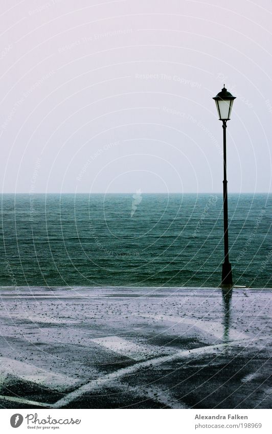 Is there a lantern... Bad weather Storm Rain Waves Lakeside Beach Bay Ocean Island Cold Wet Road traffic Lantern Lamp post Gomera Exterior shot Copy Space top