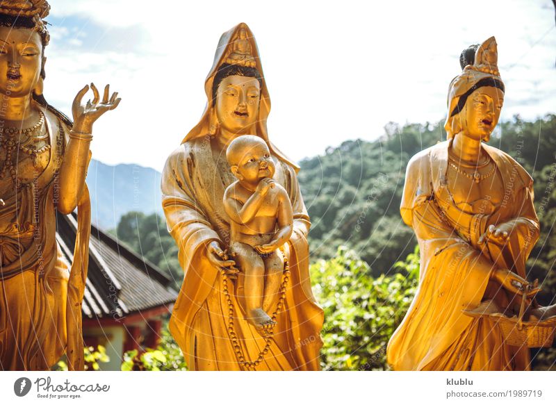 Temple in Hong Kong Beautiful Face Vacation & Travel Tourism Decoration Art Culture Architecture Monument Street Lanes & trails Exceptional Bright Yellow Gold