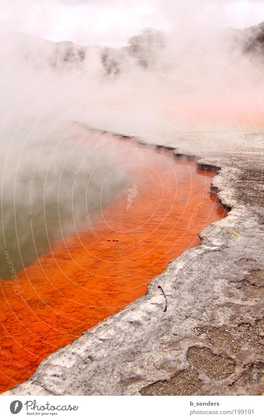 champagne pool Nature Lake Yellow Gray Red Serene Calm Rotorua Champagne Pool Colour photo Exterior shot Deserted