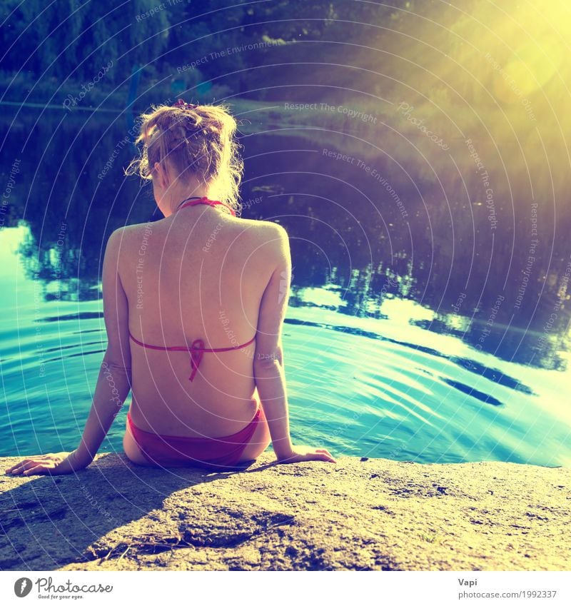 Back view portrait of a beautiful relaxed woman on the beach Lifestyle Beautiful Personal hygiene Body Hair and hairstyles Skin Health care Wellness Well-being