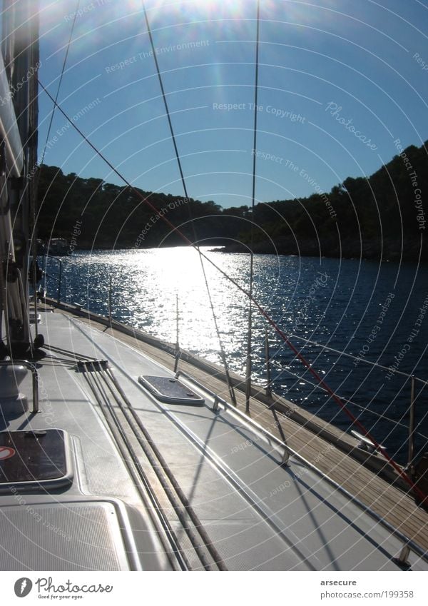 sailing idyll Happy Relaxation Calm Vacation & Travel Freedom Cruise Summer Summer vacation Sun Ocean Island Sailing Cloudless sky Sunlight Beautiful weather