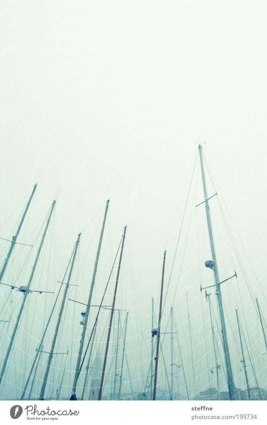 Anchorage in front of a dream scenery Venice Italy Navigation Fishing boat Yacht Sailboat Calm Campanile San Marco Yacht harbour Jetty Mast Haze Colour photo