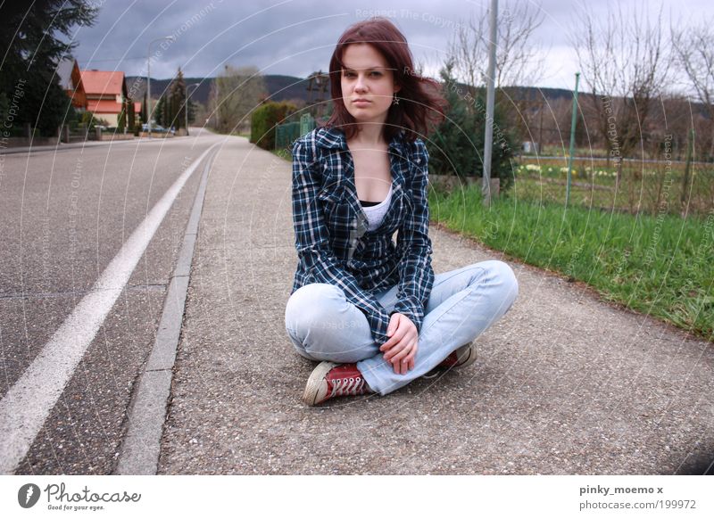 Take a break. Feminine Young woman Youth (Young adults) Woman Adults 1 Human being Small Town House (Residential Structure) Sit Free Colour photo Multicoloured