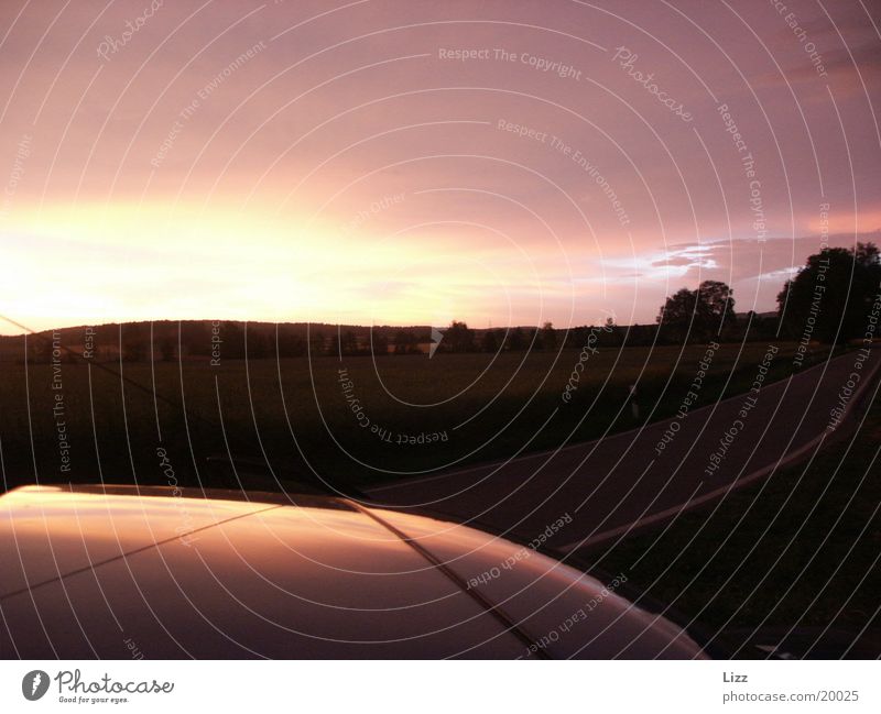 car roof Car roof Evening Horizon Transport Thunder and lightning Dusk