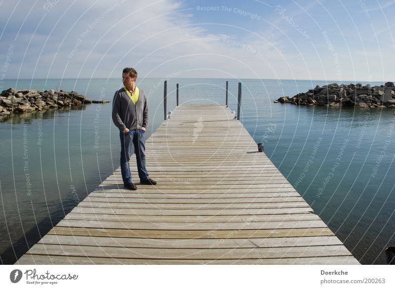 The way to the horizon Masculine Man Adults 1 Human being 18 - 30 years Youth (Young adults) Water Coast Lakeside Wait Infinity Romance Beautiful Toronto