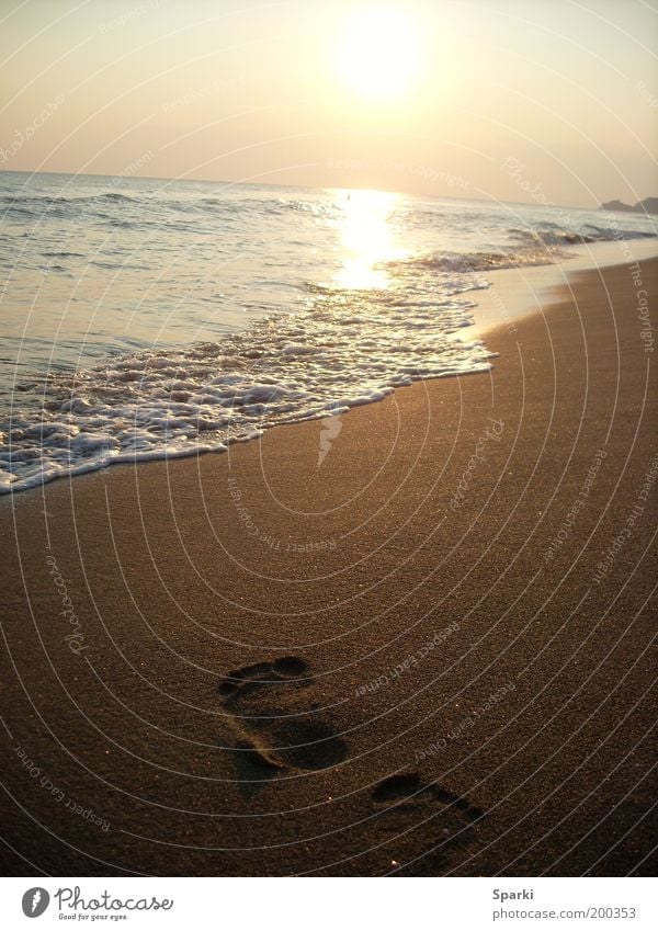 Far like the sea Happy Vacation & Travel Water Beach Deserted Future Colour photo Exterior shot Twilight Panorama (View) Sun Sunlight Back-light Ocean