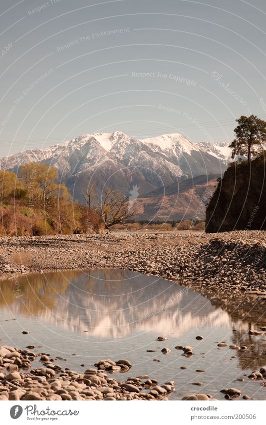 New Zealand 63 Environment Nature Landscape Elements Earth Cloudless sky Spring Plant Tree Grass Bushes Alps Mountain Peak Snowcapped peak Glacier Pond