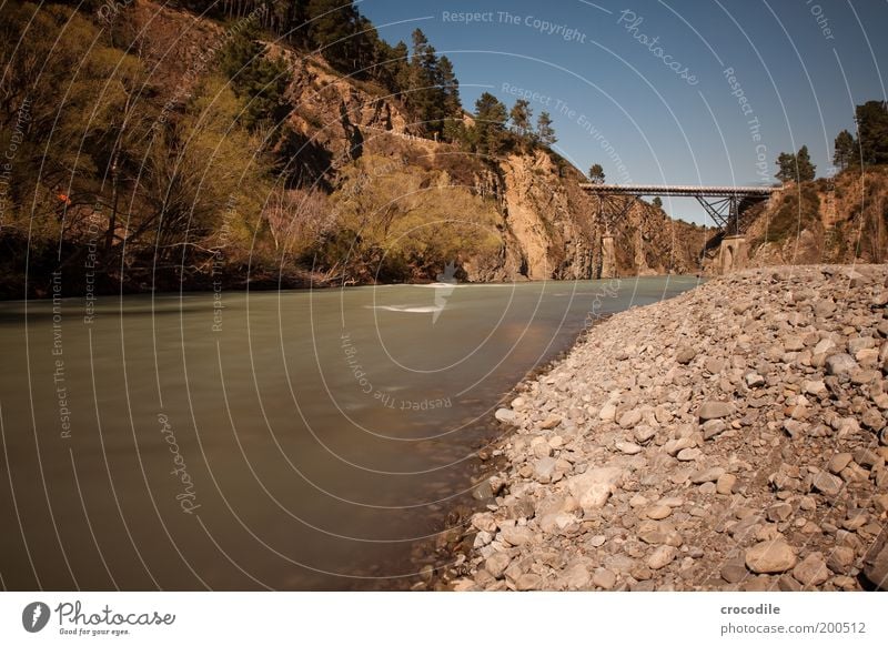 New Zealand 67 Environment Nature Landscape Sky Beautiful weather Rock Alps Mountain Waves River bank Transport Traffic infrastructure Bridge Authentic