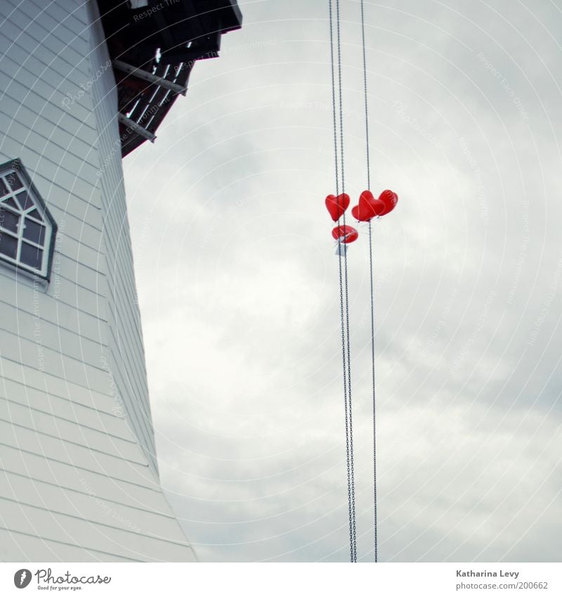 The wedding of the miller's wife Sky Clouds Storm clouds Bad weather eye village Mill Roof Window Decoration Heart Sign Beginning Hope Love Air Freedom White