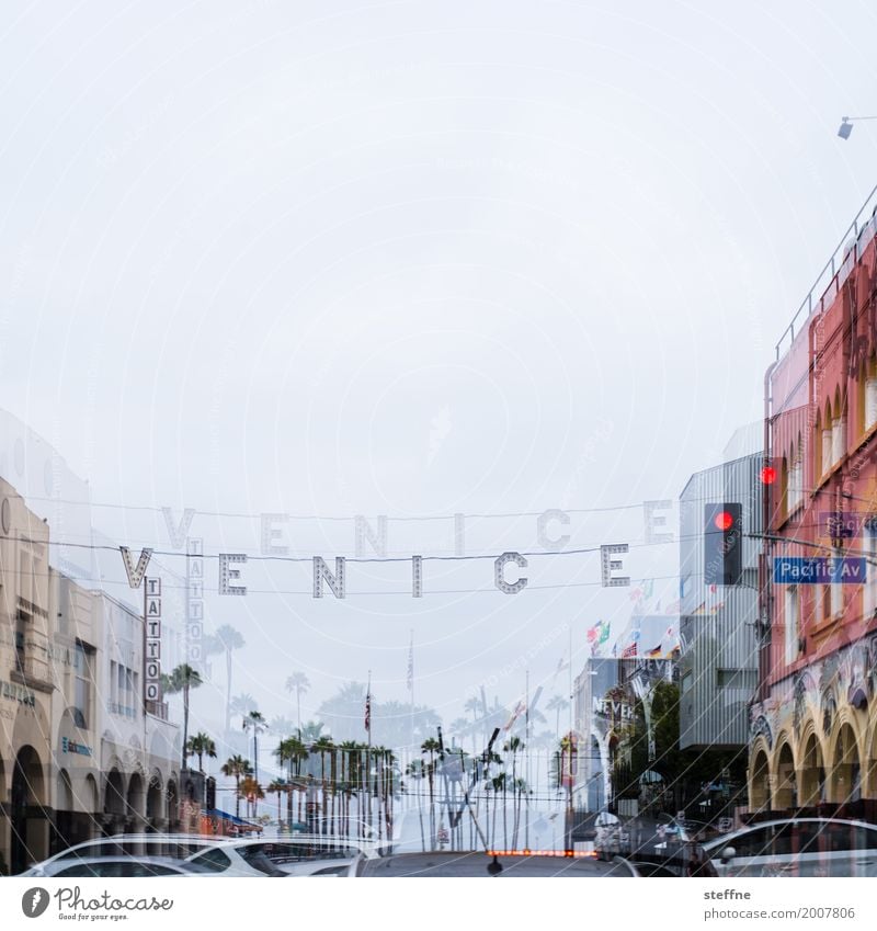 Venice Town venice beach Los Angeles California Double exposure Traffic light Colour photo Exterior shot Deserted Copy Space top