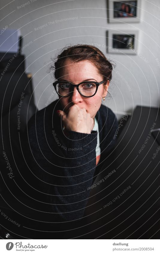 Young woman at her desk looking into the camera Lifestyle Elegant Style Design Work and employment Office work Workplace home office Human being Feminine