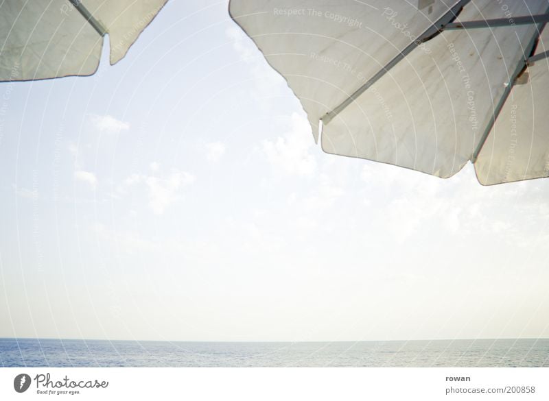 sea view Coast Ocean Relaxation Sun Sunshade White Vantage point Horizon Warmth Summer Vacation & Travel Travel photography Smoothness Blue Blue sky