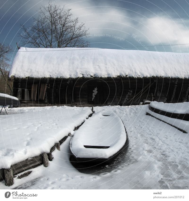 Winter in the Spreewald Environment Landscape Sky Clouds Climate Weather Beautiful weather Ice Frost Snow loam Germany House (Residential Structure)