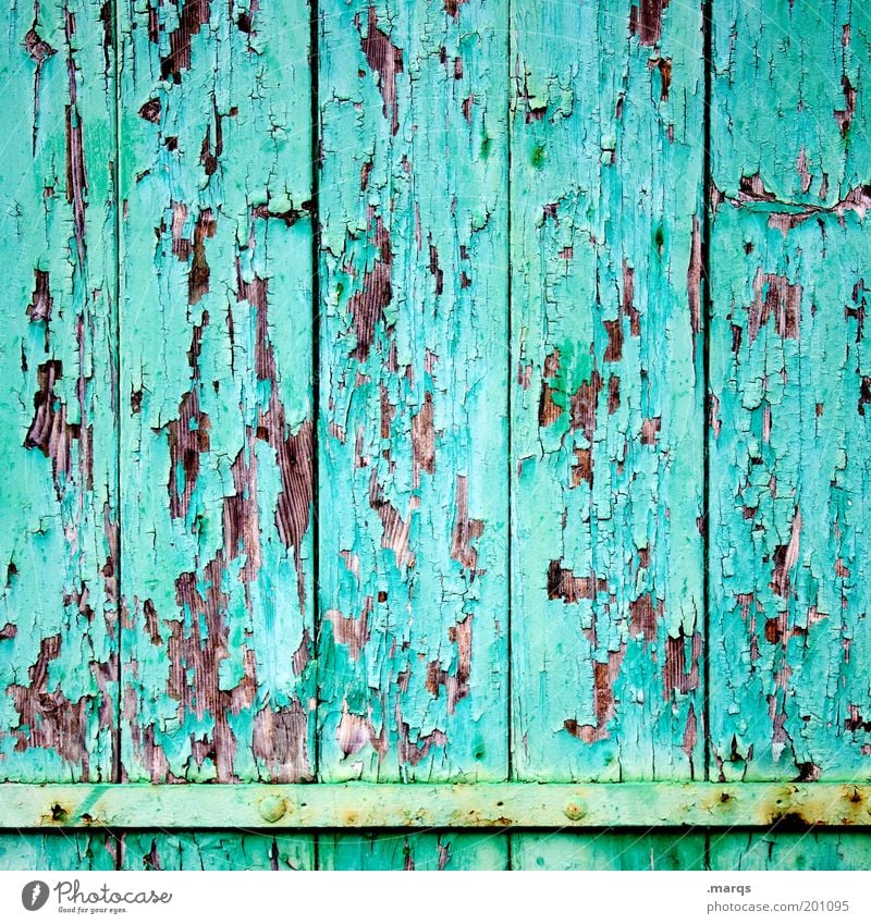 change Design Construction site Facade Wood Old Simple Broken Beautiful Colour Symmetry Decline Change Flake off Turquoise Background picture Colour photo