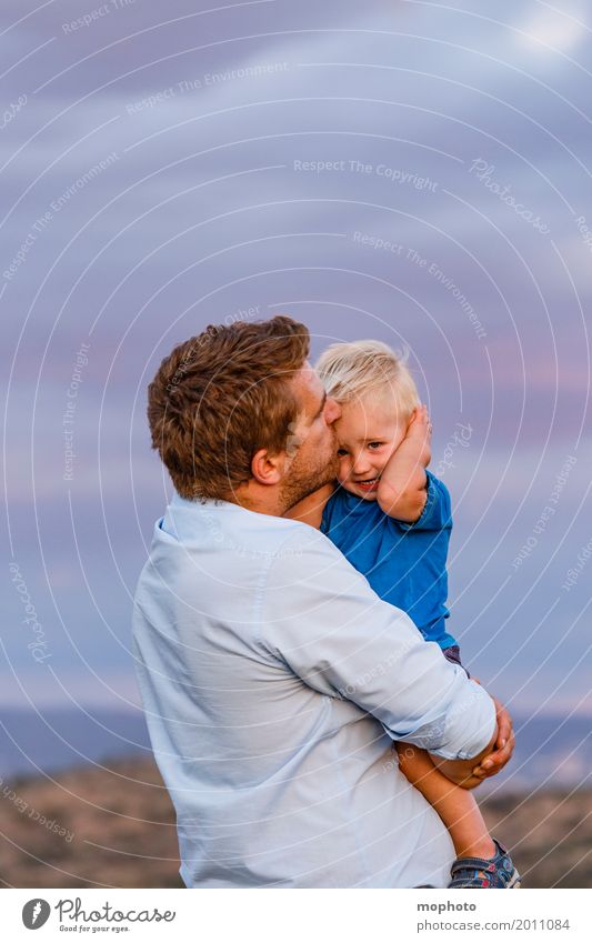 Father holds up his little son Parenting Kindergarten Child Human being Masculine Toddler Boy (child) Man Adults Parents Family & Relations Life 2 1 - 3 years