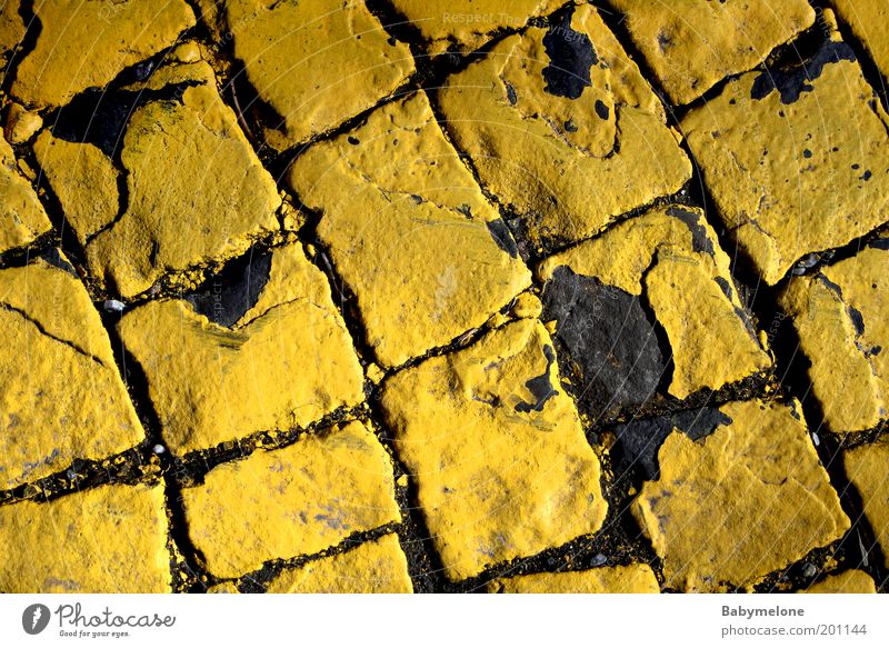 cobblestone layers Pedestrian precinct Street Lanes & trails Old Yellow Zebra crossing Second-hand Paving stone Colour photo Exterior shot Detail Deserted Day