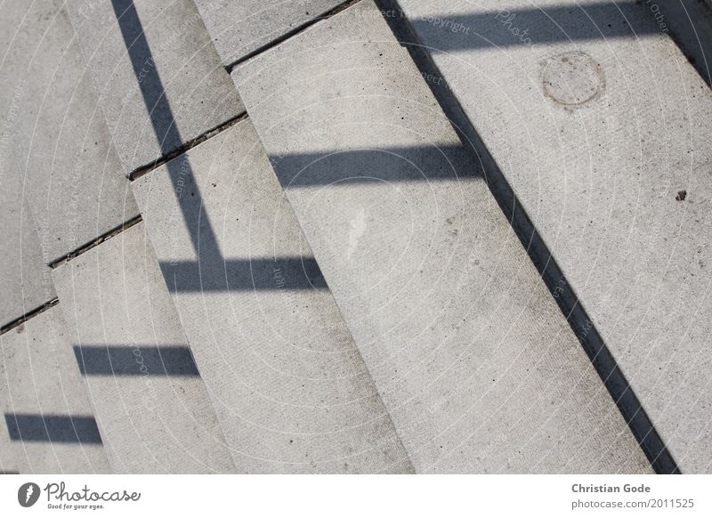 cross Outskirts Deserted Manmade structures Architecture Wall (barrier) Wall (building) Stairs Gray Shadow play Light Handrail Pecking order Geometry Banister