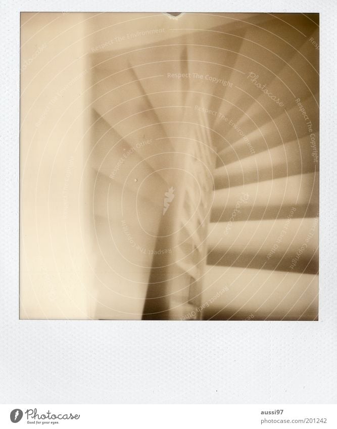 arbogast Stairs Descent Downward Upward Banister Black & white photo Polaroid Blur Dream Staircase (Hallway)