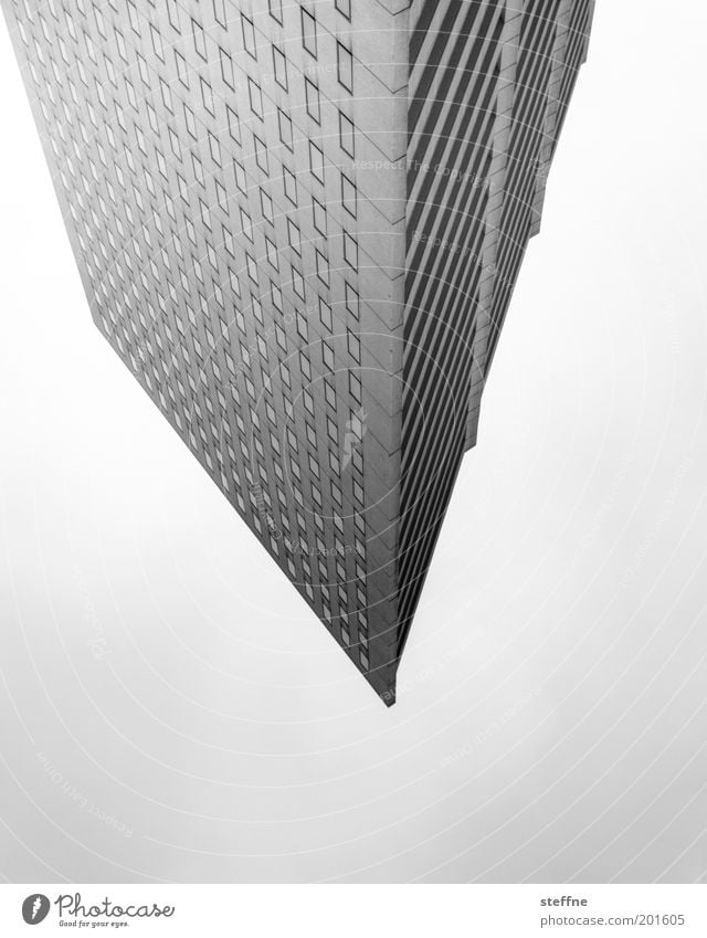 stalactite High-rise Bank building Point Triangle Black & white photo Exterior shot Experimental Pattern Structures and shapes Facade Modern architecture