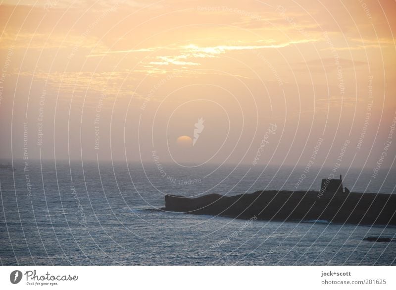 Desire for the doom on Lanzarote Clouds Horizon Sun Climate Beautiful weather coast Bay Lighthouse Romance Nature Far-off places Promontory Vacation photo