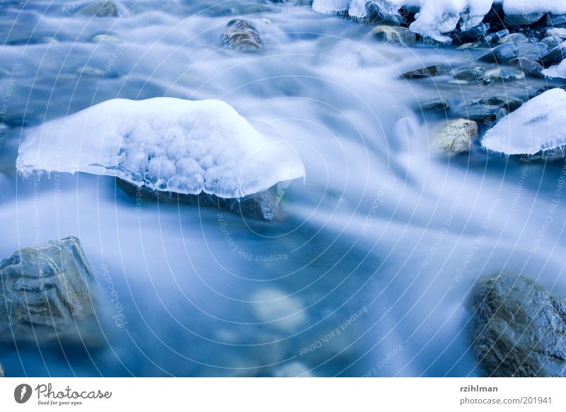 Natural ice sculpture Winter Sculpture Nature Landscape Water Ice Frost Brook River Freeze Fresh Cold Wet Clean Soft Blue Ice sculpture Body of water Current