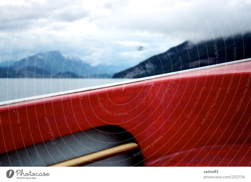 once over the edge of the boat... Leisure and hobbies Fishing (Angle) Adventure Water Clouds Storm clouds Fog Rock Mountain Lakeside Boating trip Fishing boat