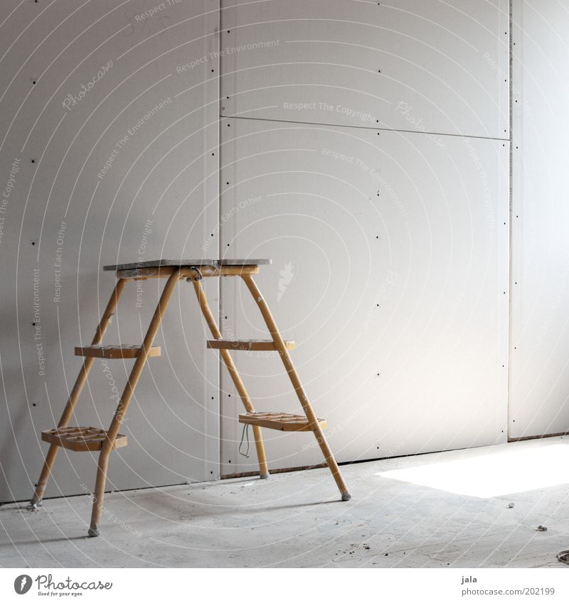 reconstruction Ladder Room Build Yellow Gray Construction site Modernization Colour photo Interior shot Deserted Copy Space top Day Redecorate Stepladder