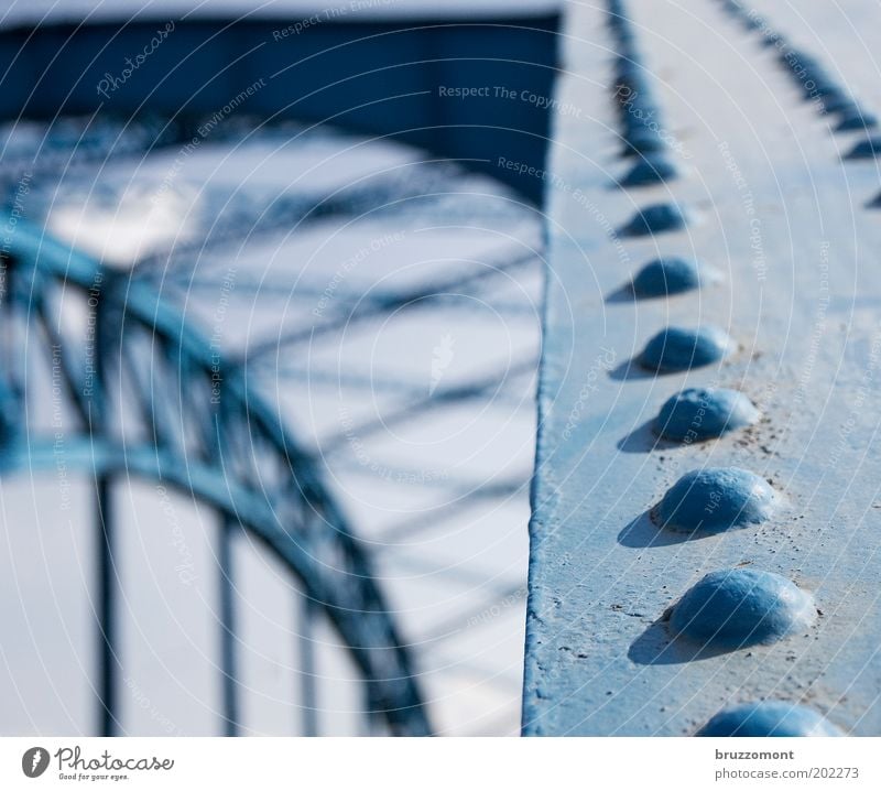 All rivets! Duisburg Bridge Manmade structures Transport Traffic infrastructure Metal Old Historic Retro Blue Colour photo Subdued colour Exterior shot Detail