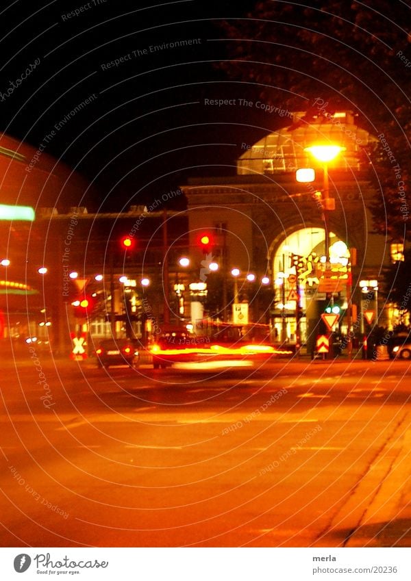 Mannheim by night Night Road traffic Signs and labeling Transport Light Lighting night owls Train station Car