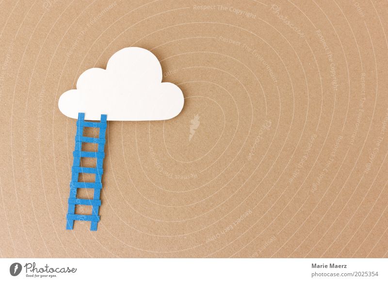 Making dreams come true - Illustration of a ladder leading to the cloud Happy Work and employment Career Success Dream Authentic Positive Brown Brave