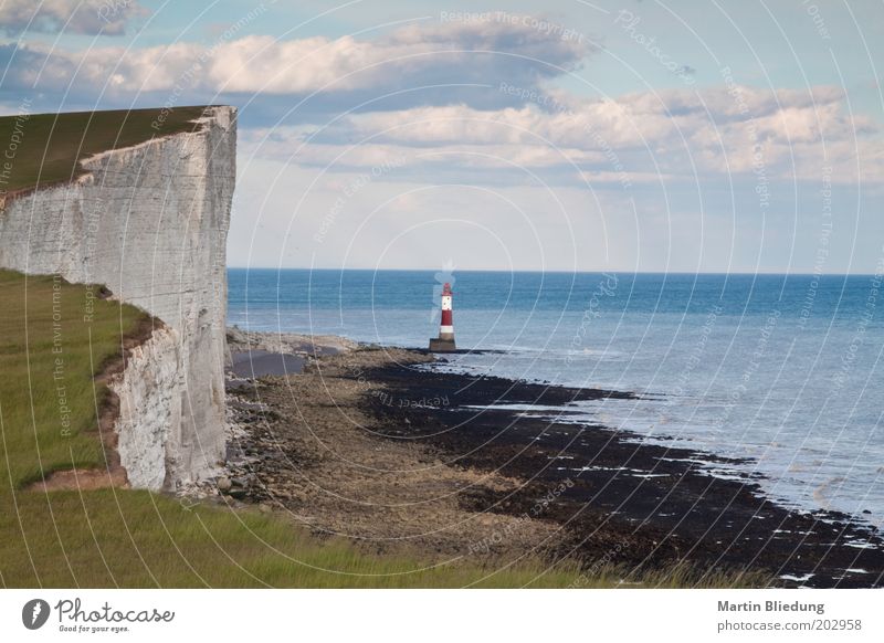 Beachy Head Lighthouse Vacation & Travel Far-off places Landscape Clouds Coast North Sea Looking Gigantic Tall Cold Natural Above Original Cliche Blue Brown