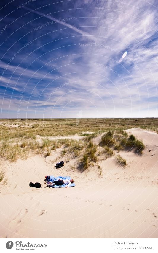 what a beautiful spot Human being Masculine Life 1 Environment Nature Landscape Sand Horizon Sun Summer Beautiful weather Beach Island Spiekeroog Sleep Rest