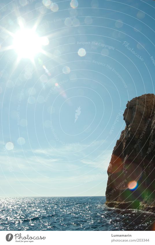 sun worshippers Far-off places Freedom Summer Ocean Environment Water Sky Cloudless sky Horizon Beautiful weather Coast Bay Simple Gigantic Glittering Large