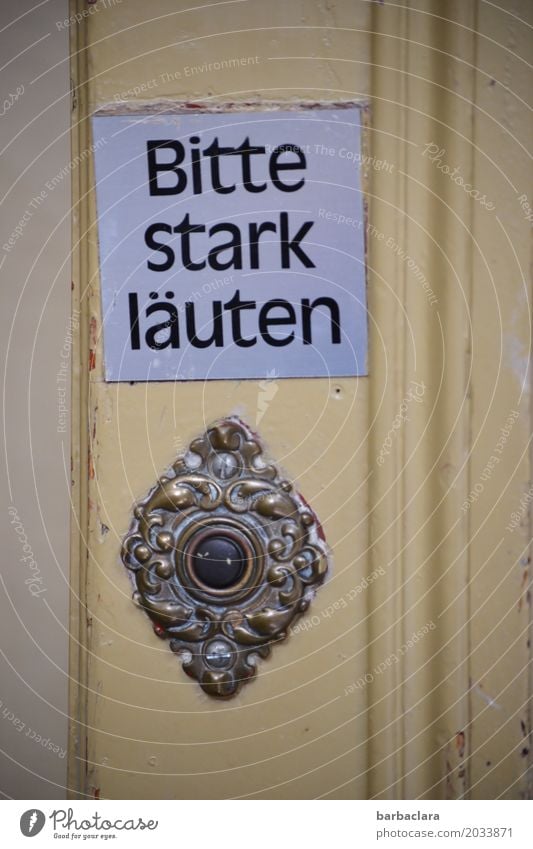 broken l decrepit Door Name plate Bell Decoration Wood Characters Signs and labeling Safety Protection Safety (feeling of) Power Decline Living or residing