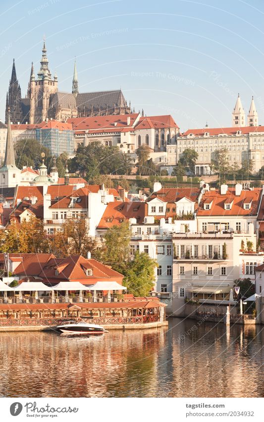 PRAGUE IN THE SUNSHINE Prague The Moldau Twilight Blue Vacation & Travel Travel photography Czech Republic Night Lighting Town Europe River Water City trip Card