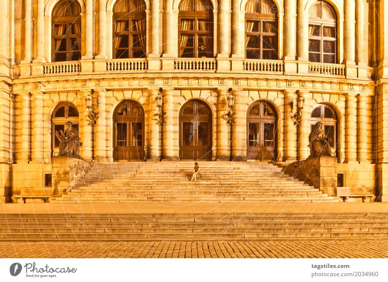 search picture Prague Rudolfinum Twilight Yellow Vacation & Travel Travel photography Building Czech Republic Night Lighting Town Europe City trip Card Historic