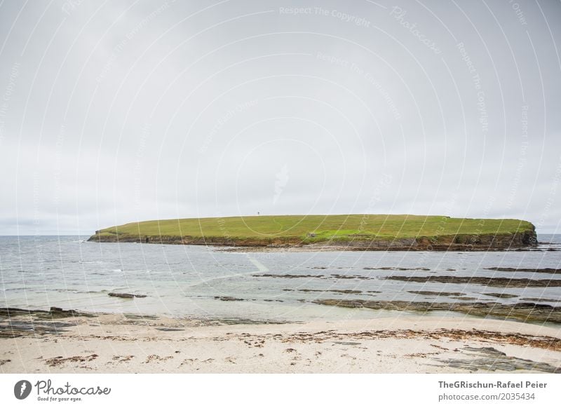 island Environment Nature Landscape Water Gray Green Black Island House (Residential Structure) Pasture Ocean Clouds Sand Beach Far-off places Orkney islands