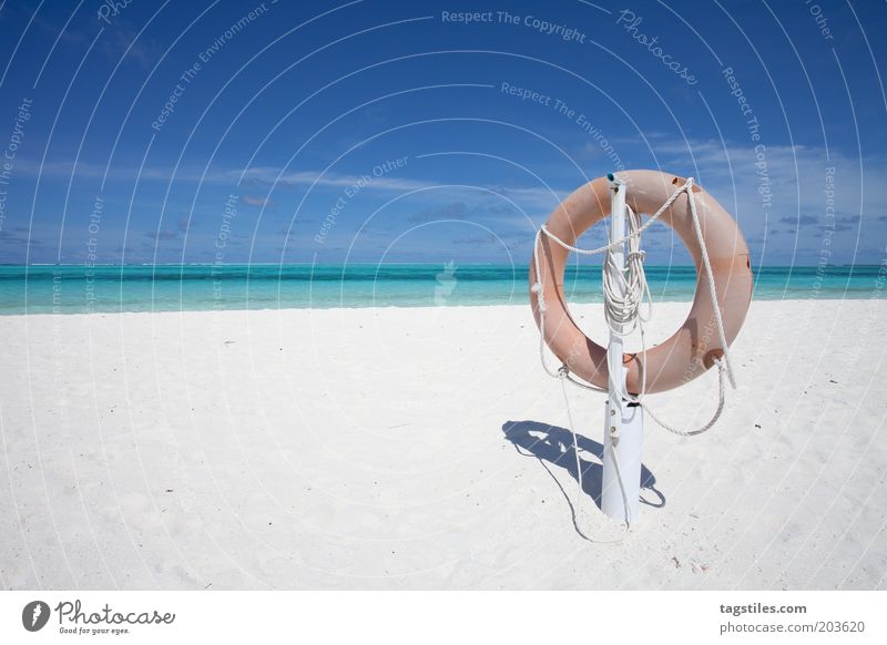 ORIGINAL RESCUE Vacation & Travel Life belt Freedom Idyll Colour photo Horizon Loneliness Calm Sand Beach Nature Maldives Travel photography Idyllic beach Ocean