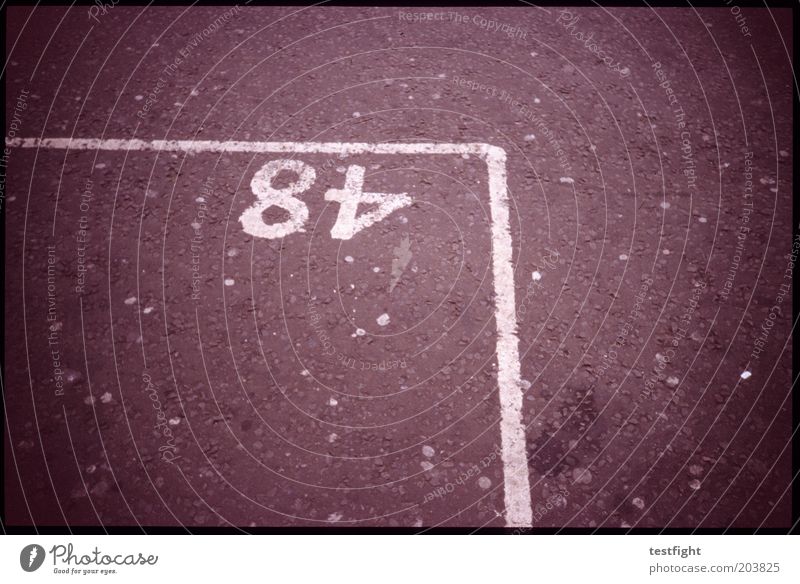 48 Street Parking lot Parking space number Marker line Colour photo Exterior shot Lomography Digits and numbers Arrangement