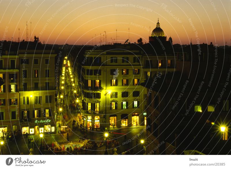 Spanish staircase Rome Moody Long exposure Italy Panorama (View) Europe Evening Large