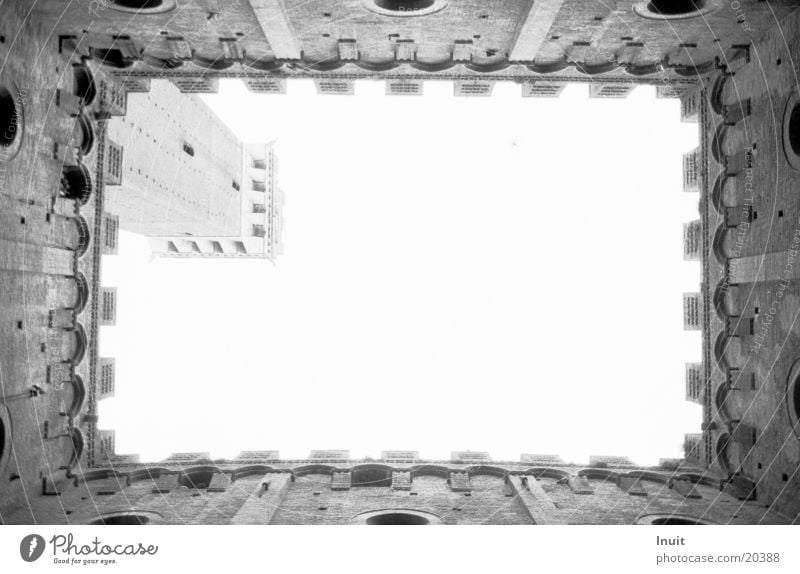 Skywards Italy Merlon Architecture Black & white photo Siena Wall (barrier)