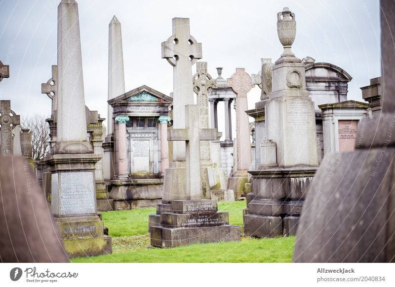 graves 2 Grave Tombstone Obelisk Crucifix Christian cross Monument Cemetery Remember Glasgow Nekropolis City Scotland Grief Peace Calm Transience Death