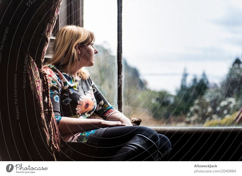 Woman at the window with view 4 Relaxation Calm Vacation & Travel Travel photography Trip Far-off places Feminine Boy (child) Youth (Young adults) Adults Life