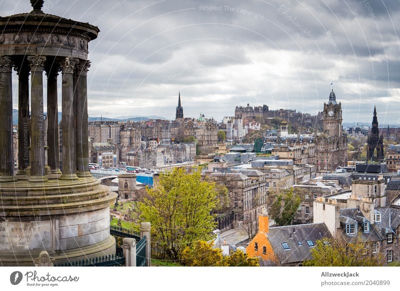 Edinburgh Panorama Clouds Storm clouds Bad weather Edinburgh Castle Scotland Town Downtown Old town House (Residential Structure) Church Tourist Attraction