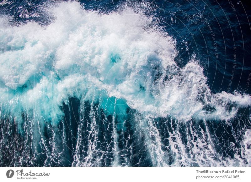 waves Nature Water Drops of water Blue Turquoise White Waves Ocean White crest Wet Inject Navigation Bird's-eye view Cold Exterior shot Deserted Copy Space left