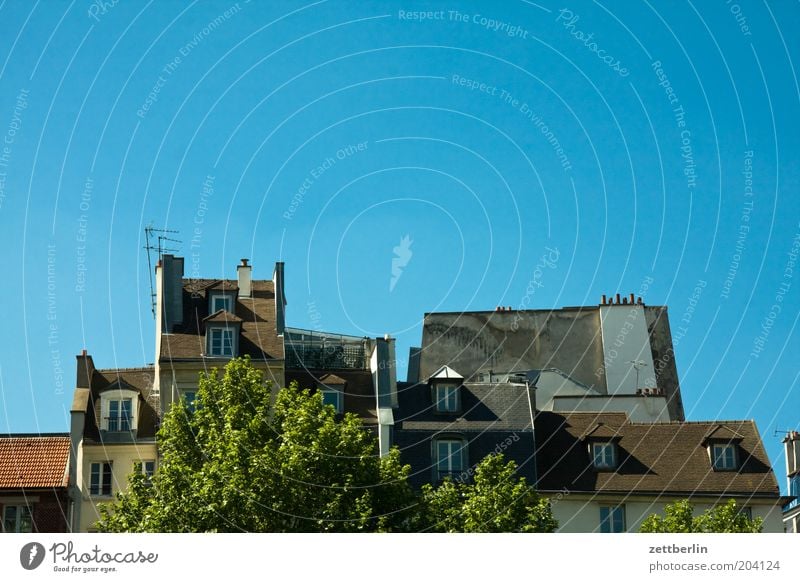 Roofs, Montmartre Paris House (Residential Structure) Attic story Architecture Cloudless sky Blue sky Neutral Background Copy Space top Skylight Chimney