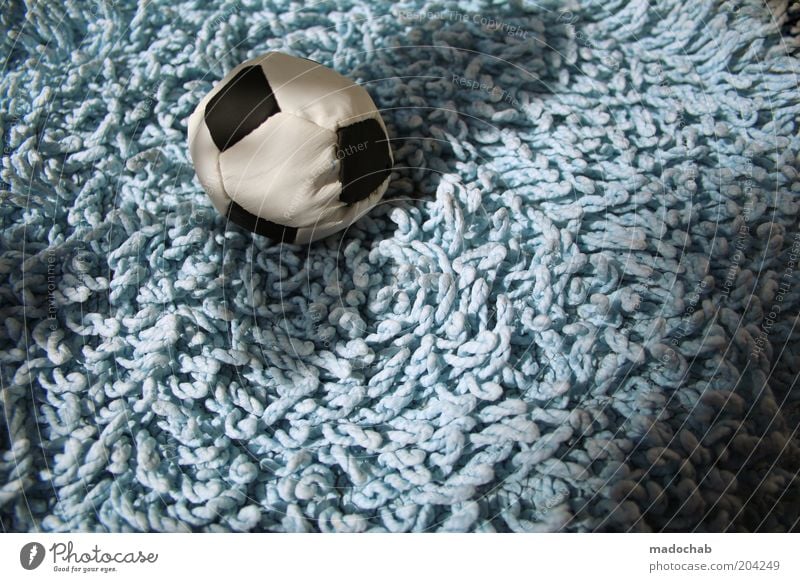 women's football Foot ball Colour photo Subdued colour Exterior shot Close-up Deserted Day Carpet Toys Ball Light blue Cloth 1 Soft Shadow