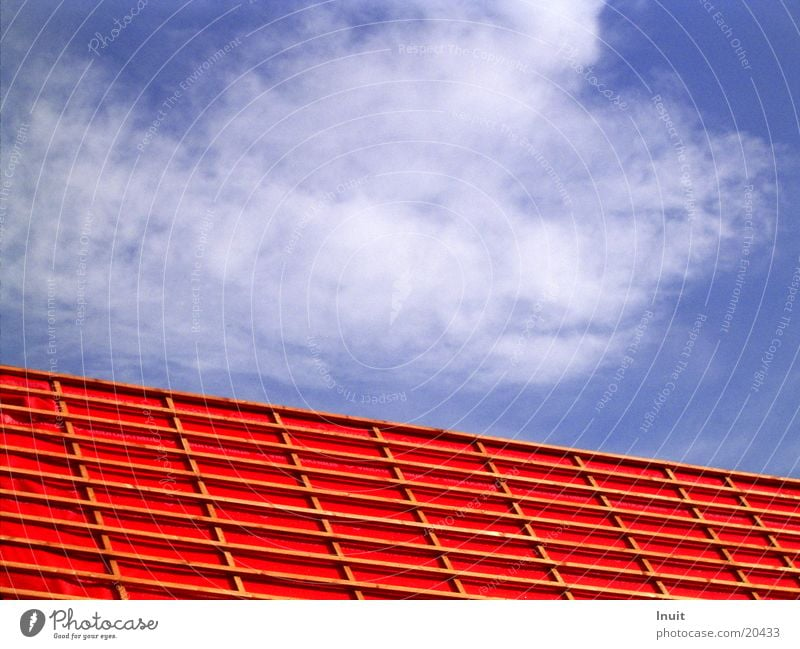 roof Clouds Red Architecture Sky Blue vapour barrier Scaffold